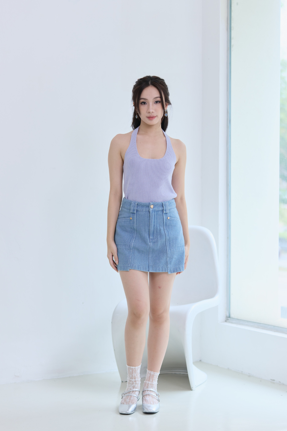 Amelia Duo Halter Knit Top Set Lilac