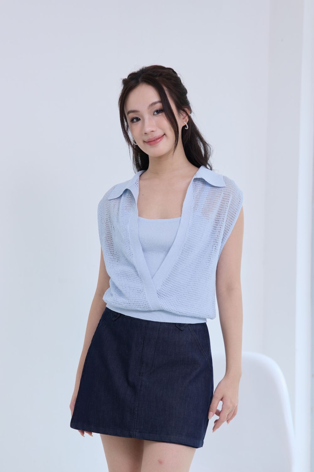 Omira Duo Knit Top Sky