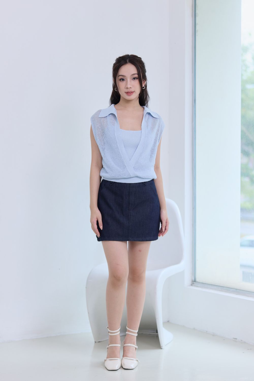 Omira Duo Knit Top Sky