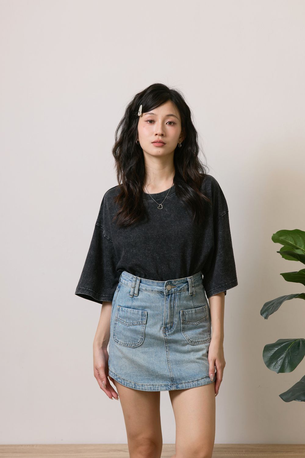 Ruelle Washed Oversized Top Black