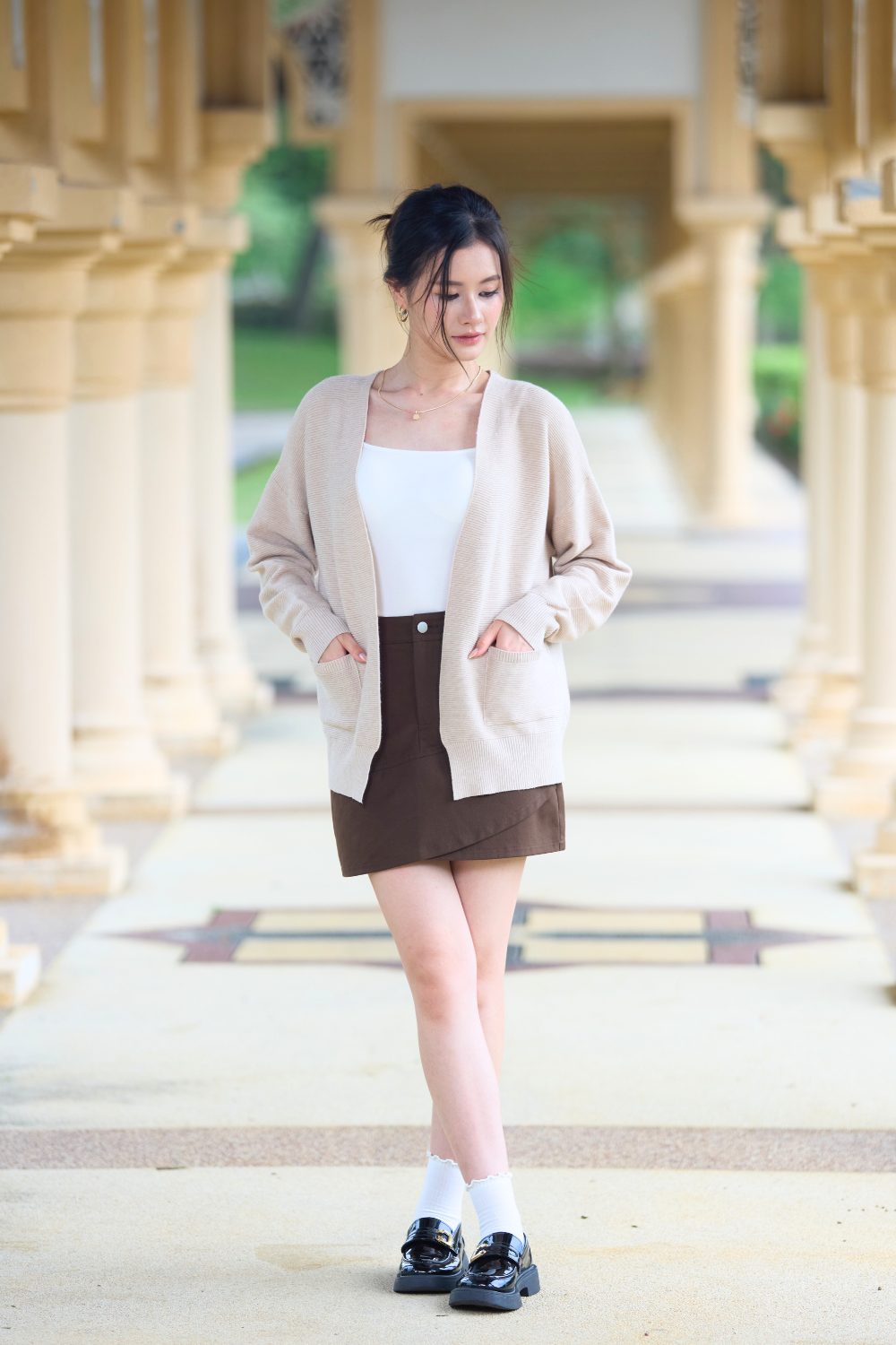 Meraline Long Line Knit Cardigan Khaki