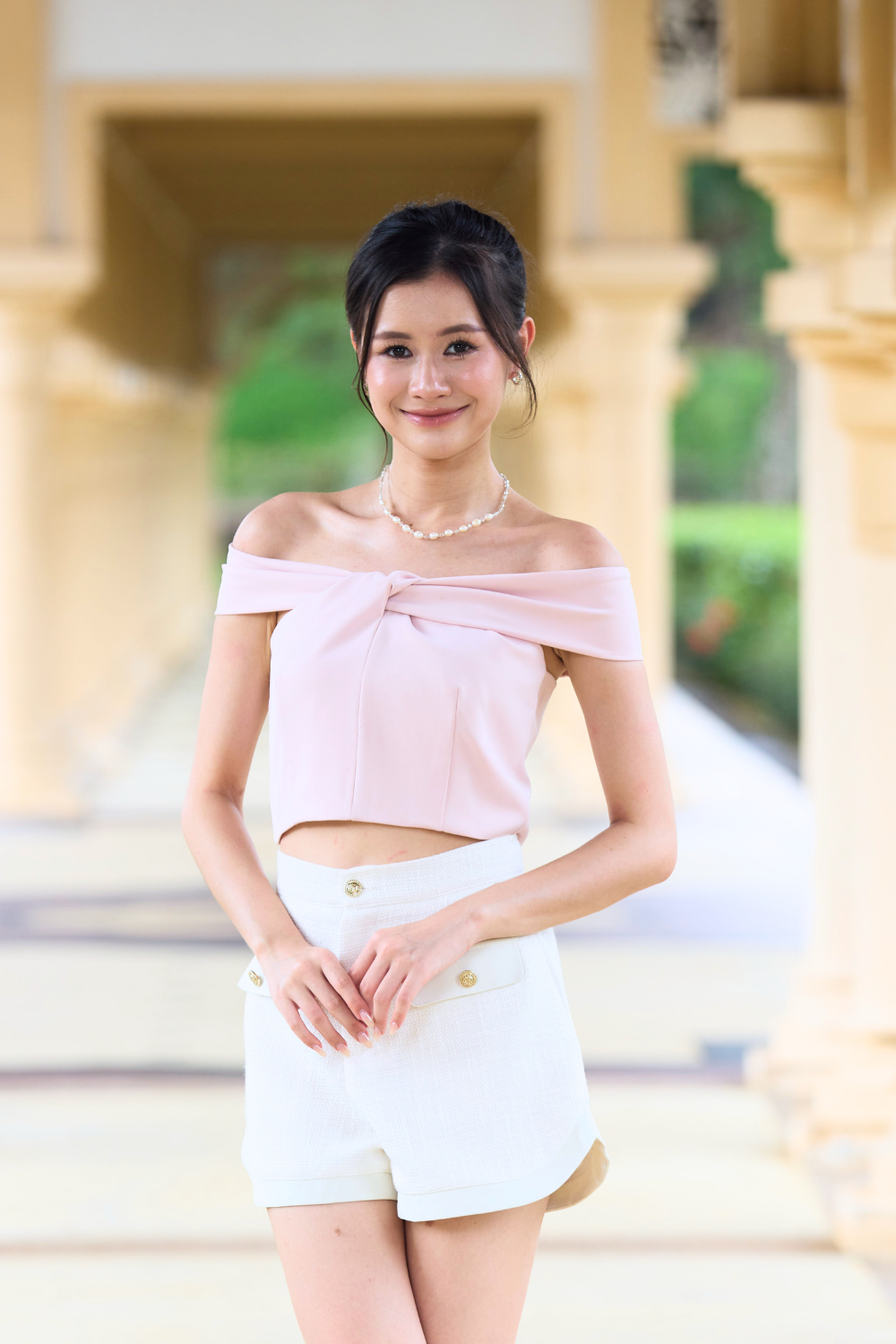 Kathleen Bardot Twist Knot Top Blush
