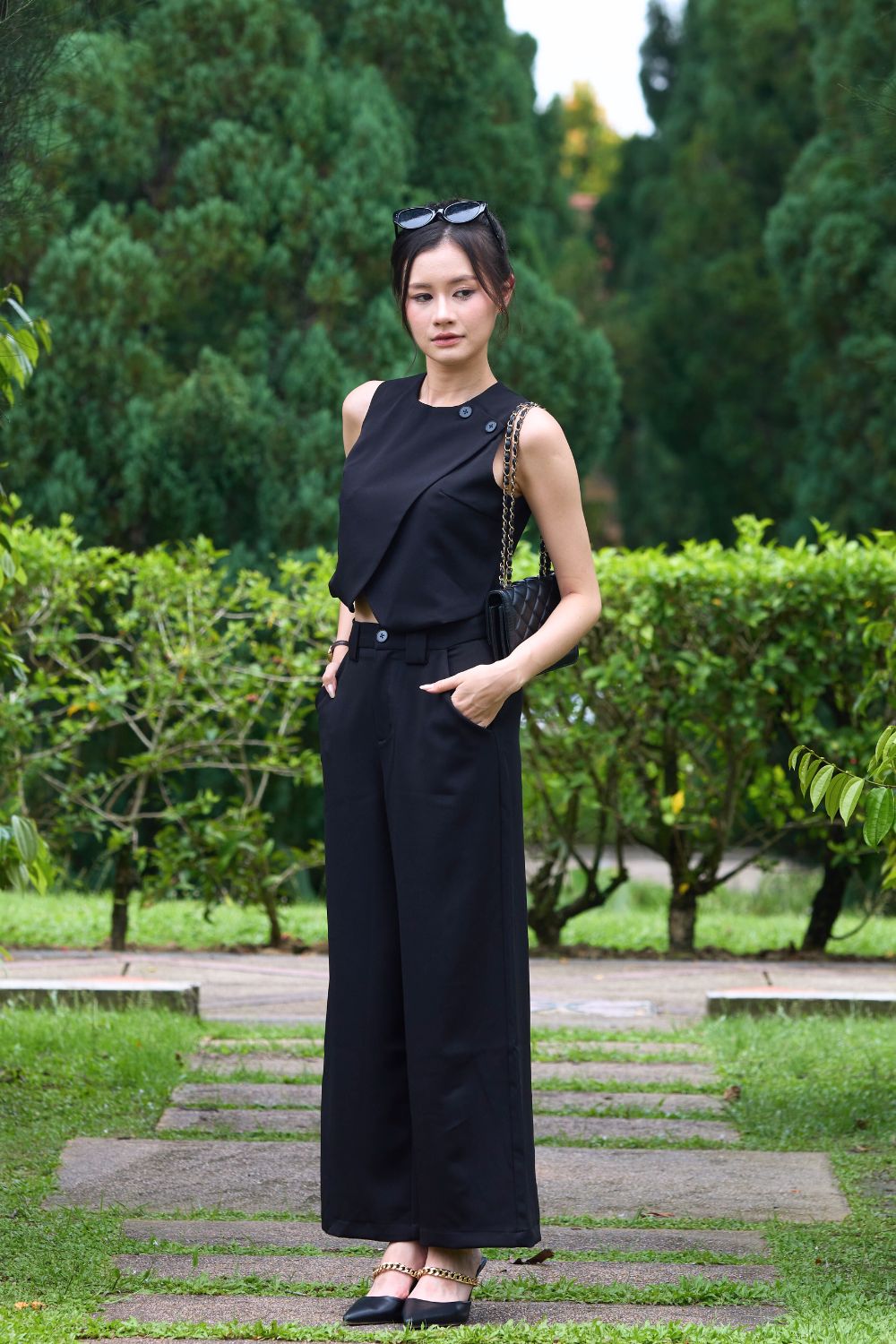 Mortricia Straight Leg Tailored Suit Pants Black