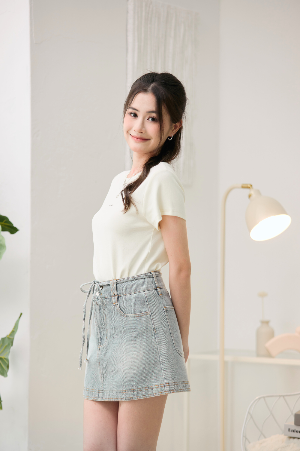 Everything Basic Round Neck Top Ivory
