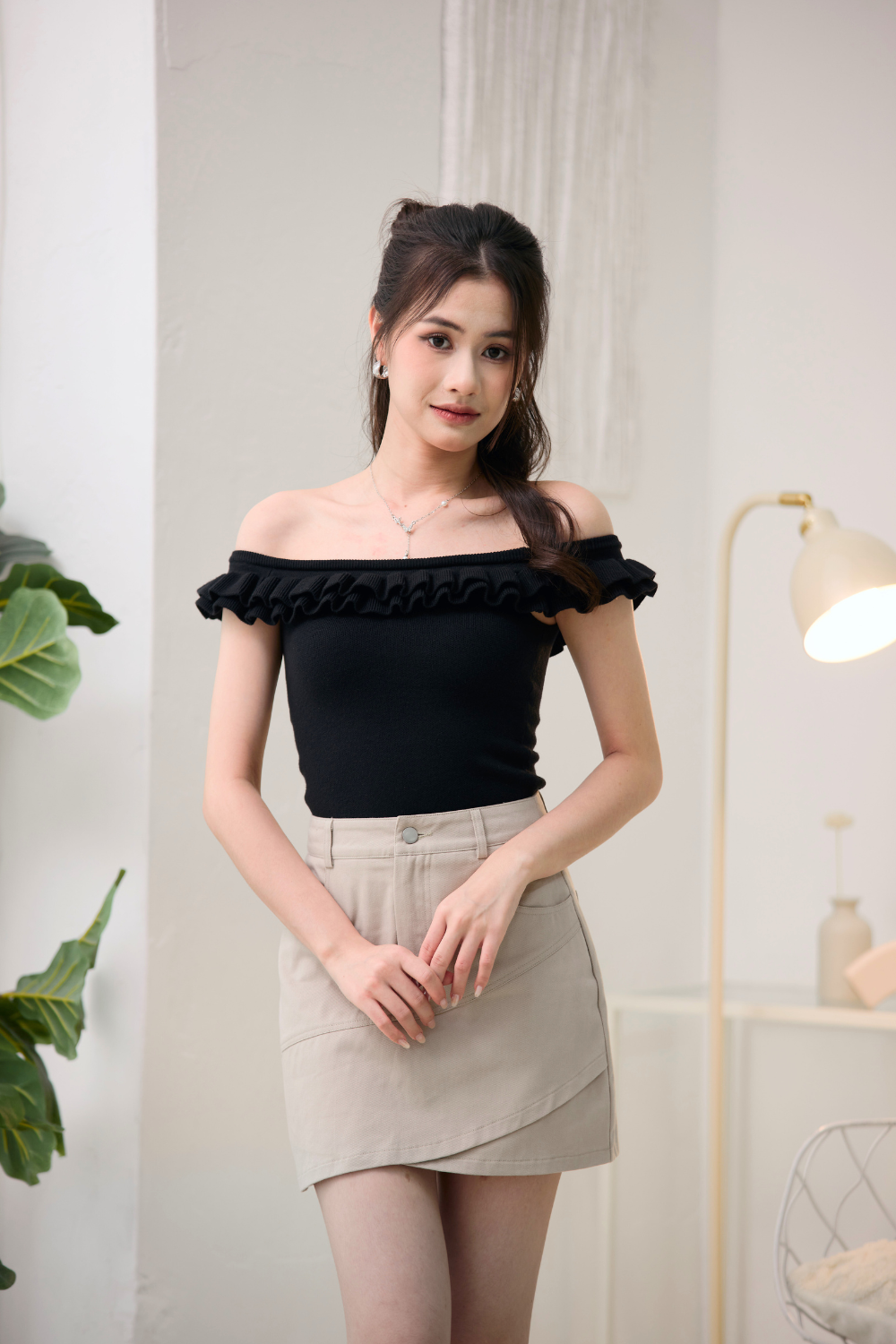 トップス Whipped Frills Off Shoulder Knit Whipped Frills Off Shoulder Knit Top - MISTREASS