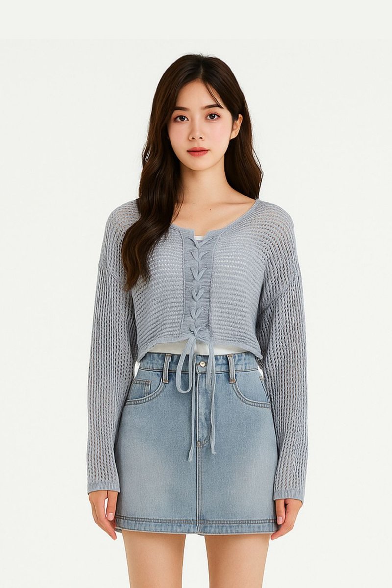 Selvya Crochet Knit Top Lilac
