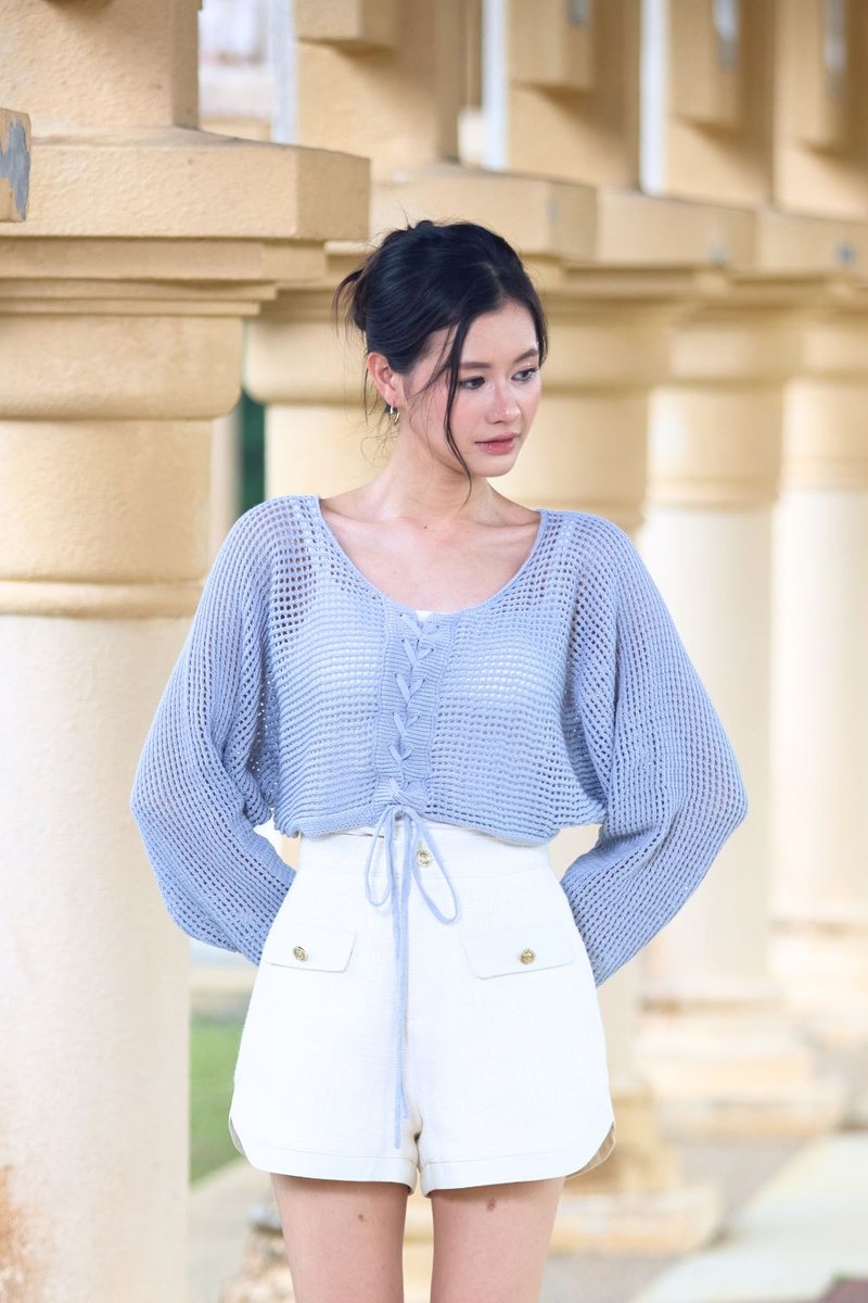 Selvya Crochet Knit Top Lilac