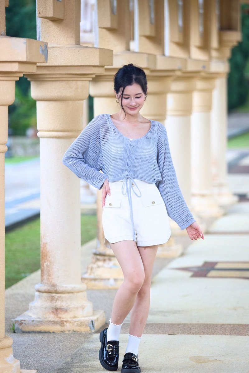 Selvya Crochet Knit Top Lilac