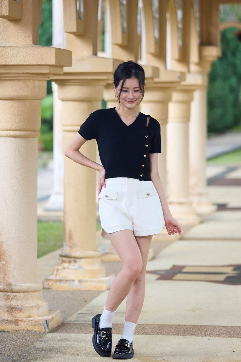 Liana Cut-Out Knit Top Black