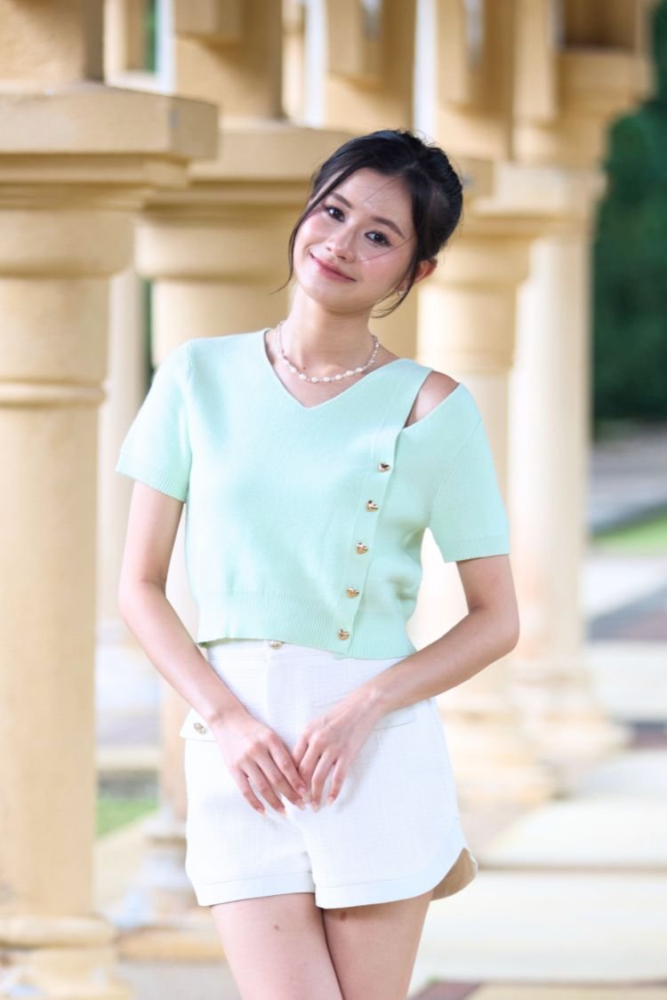 Liana Cut-Out Knit Top Mint