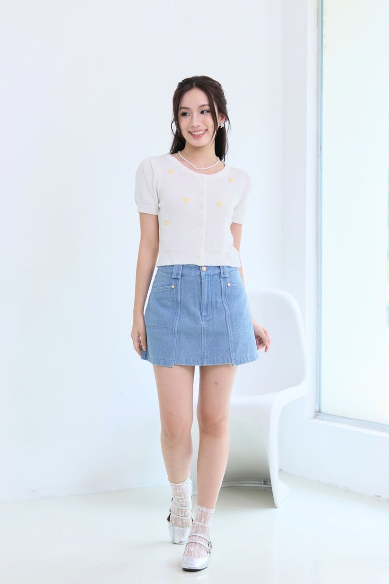 Marivelle Floral Knit Top Ivory