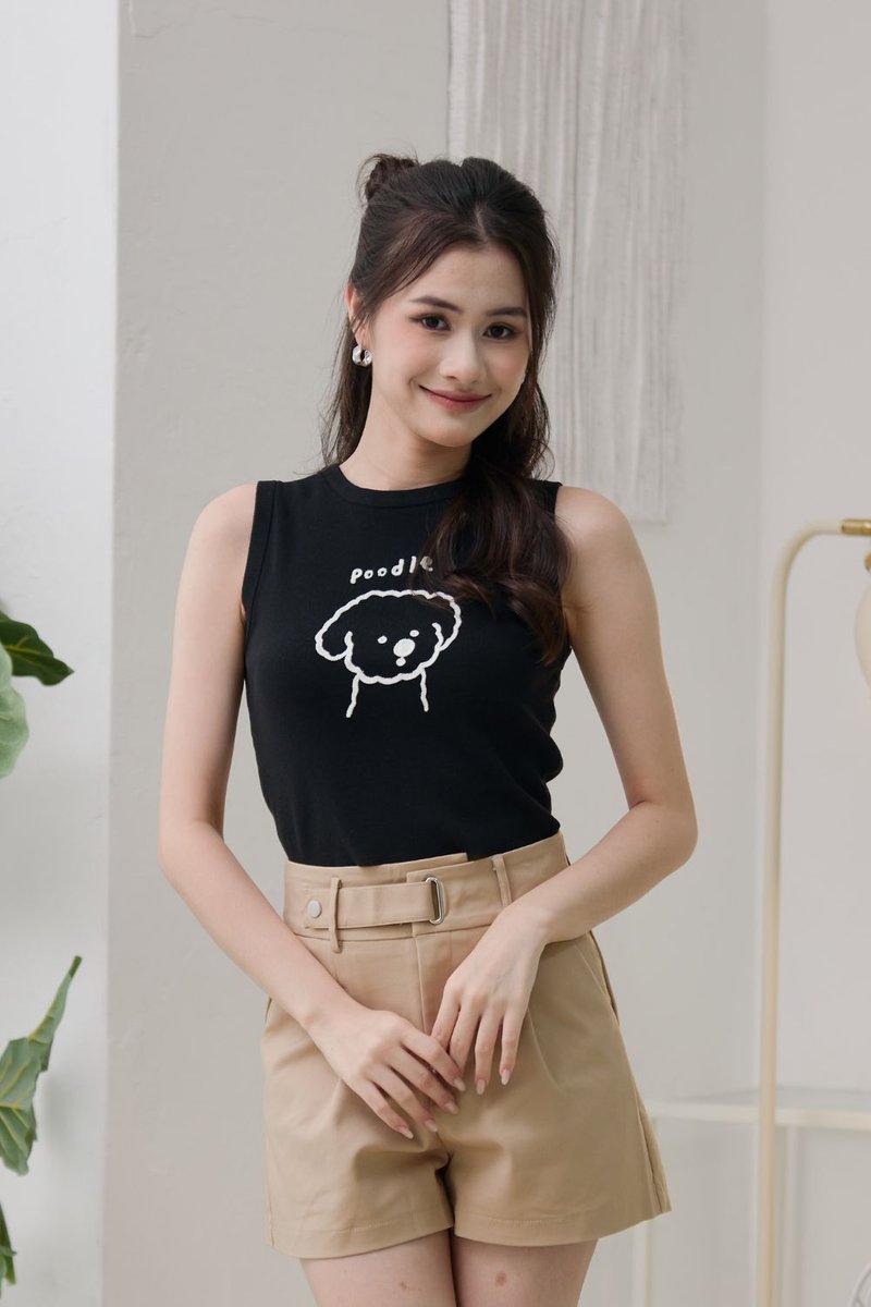 [BACKORDER] Aerith Poodle Sleeveless Tank Top Black