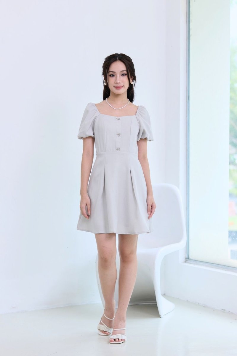 Lorayne Pleated Flare Dress Grey