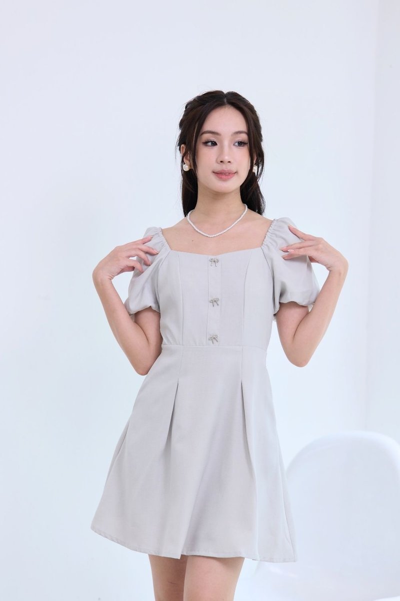 Lorayne Pleated Flare Dress Grey