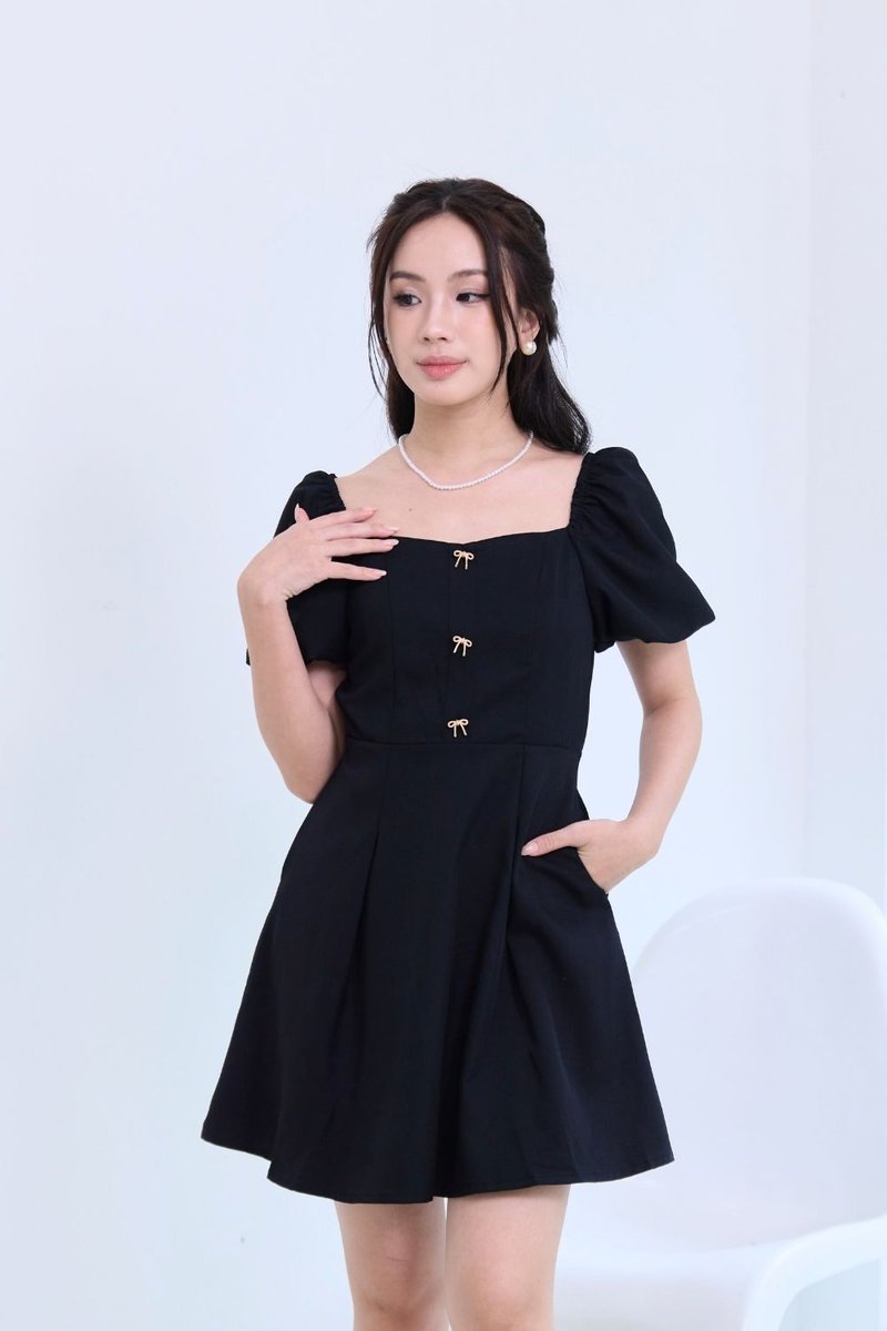 Lorayne Pleated Flare Dress Dress Black