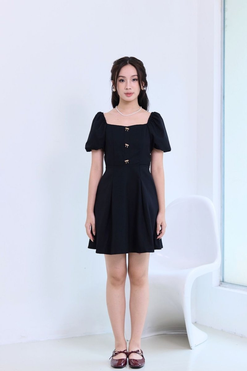 Lorayne Pleated Flare Dress Dress Black