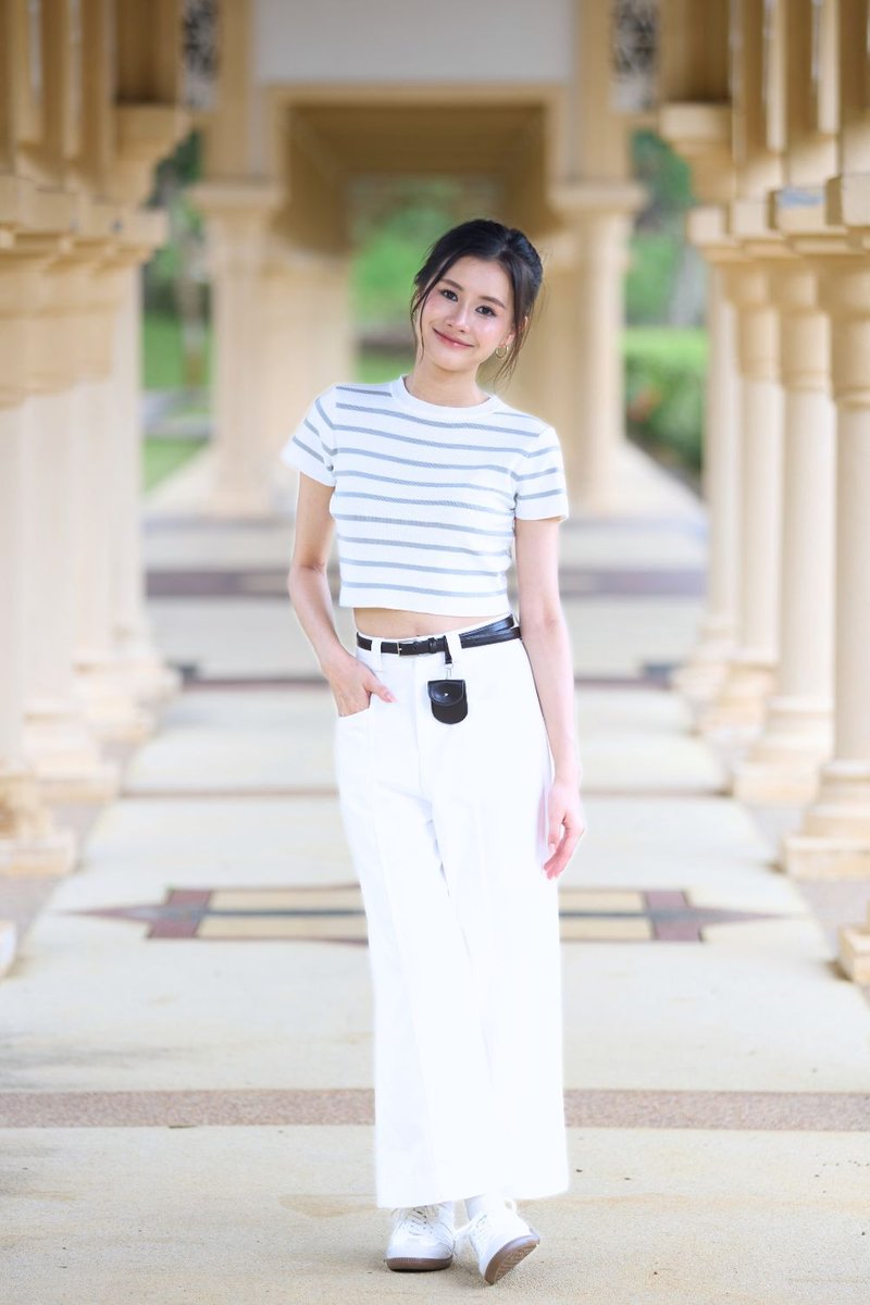 Maisey Stripe Knit Top Grey