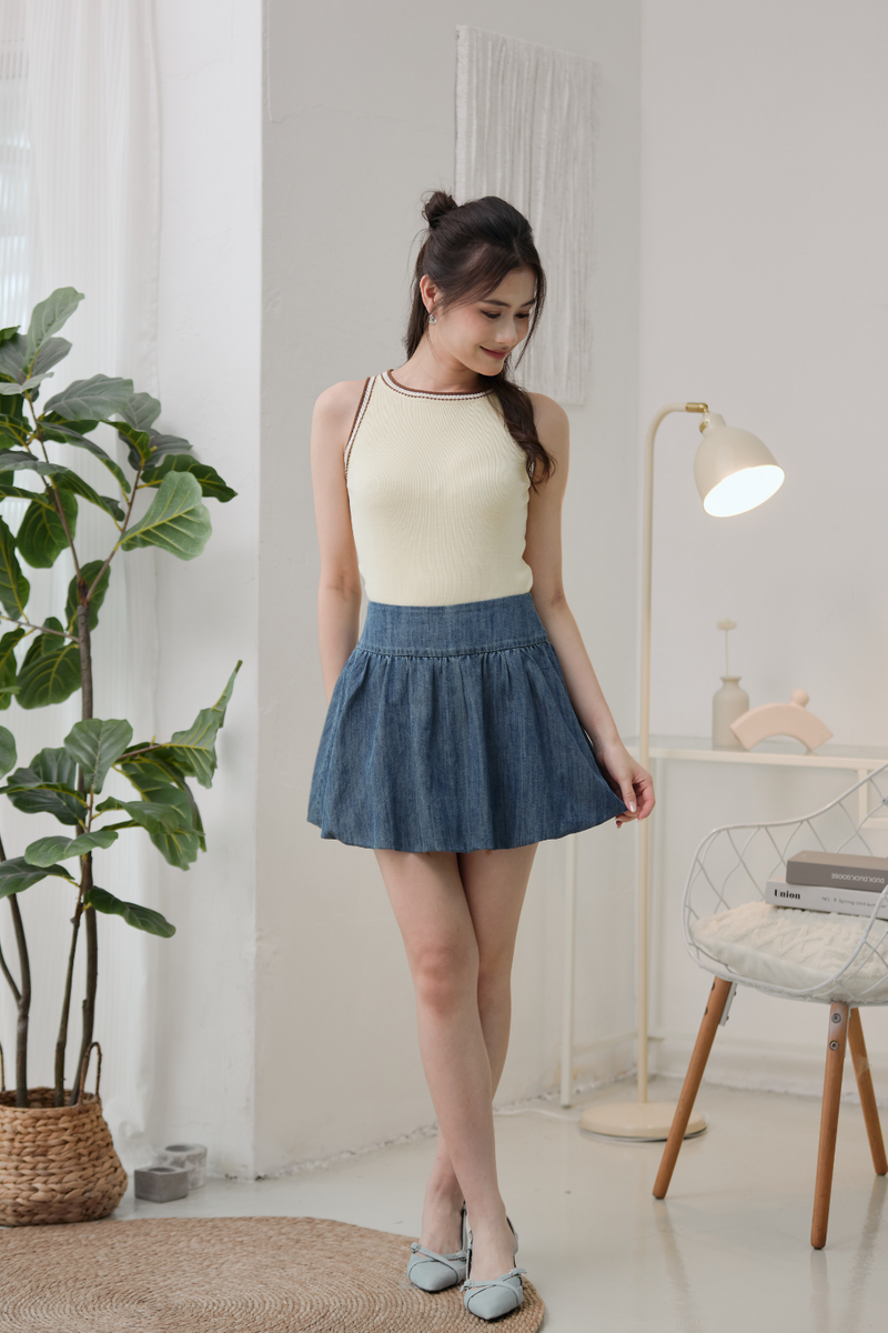 Averra Bubble Denim Skirt Dark Wash
