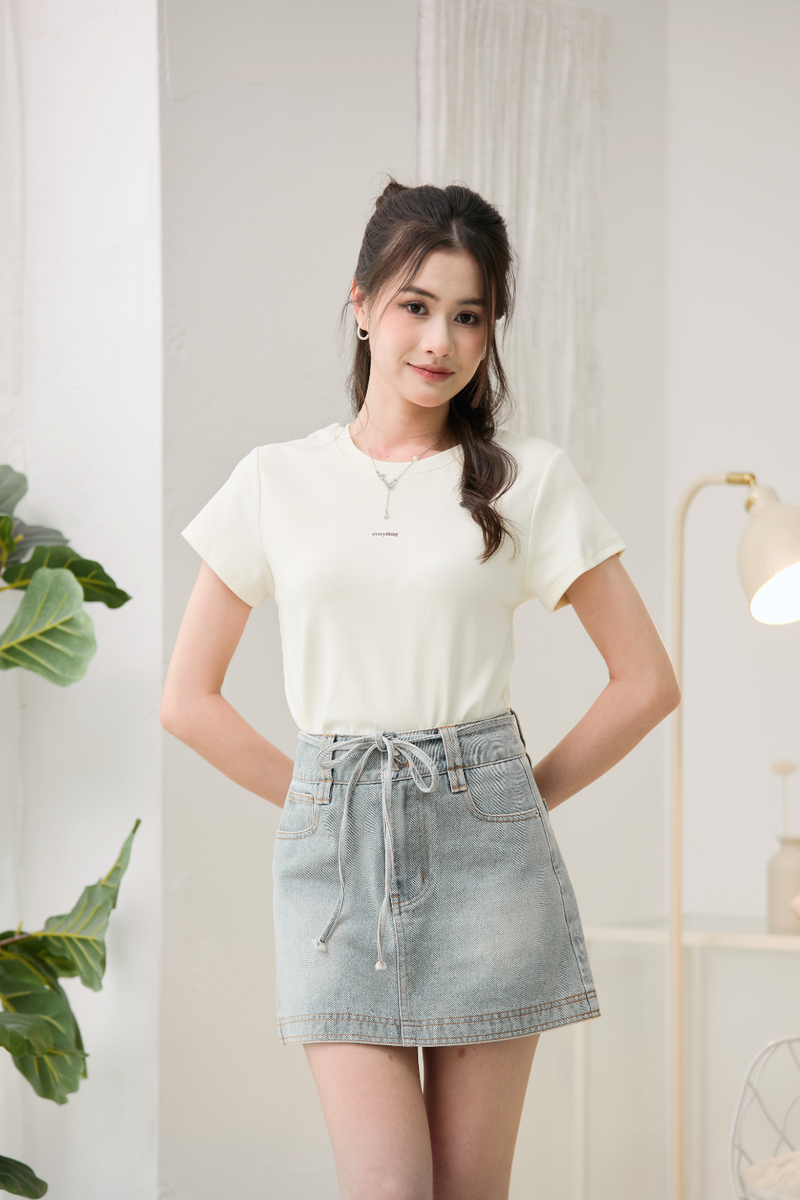 Everything Basic Round Neck Top Ivory