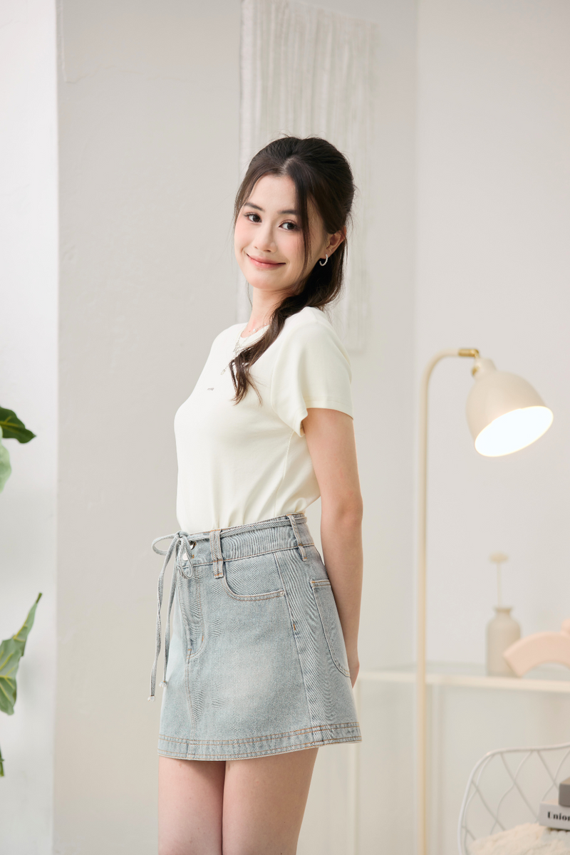 Everything Basic Round Neck Top Ivory