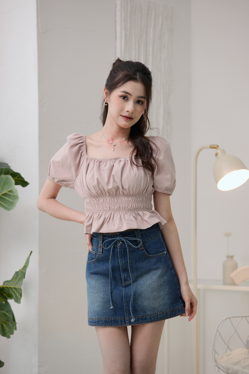Arabella Washed Denim Skirt Dark Wash