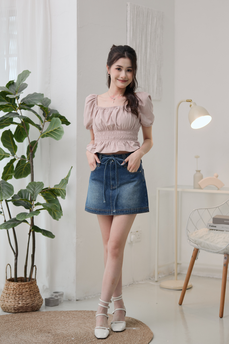 Arabella Washed Denim Skirt Dark Wash
