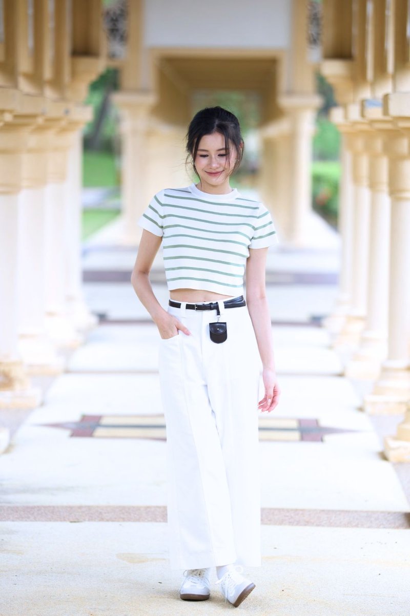 Maisey Stripe Knit Top Olive
