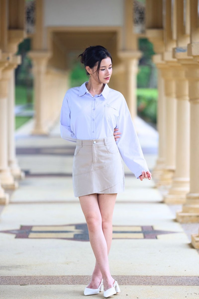 Calissa Long Sleeve Pocket Crop Shirt Lilac