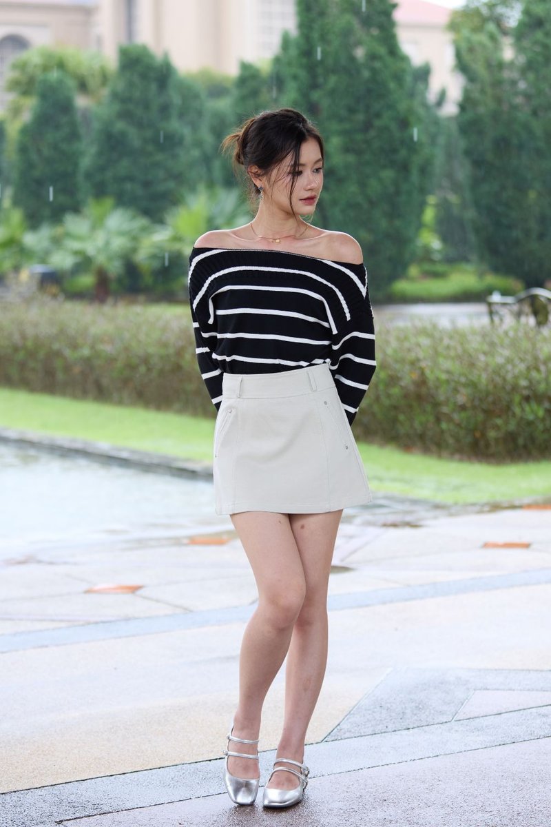 Luisa Long Sleeve Stripe Knit Top Black