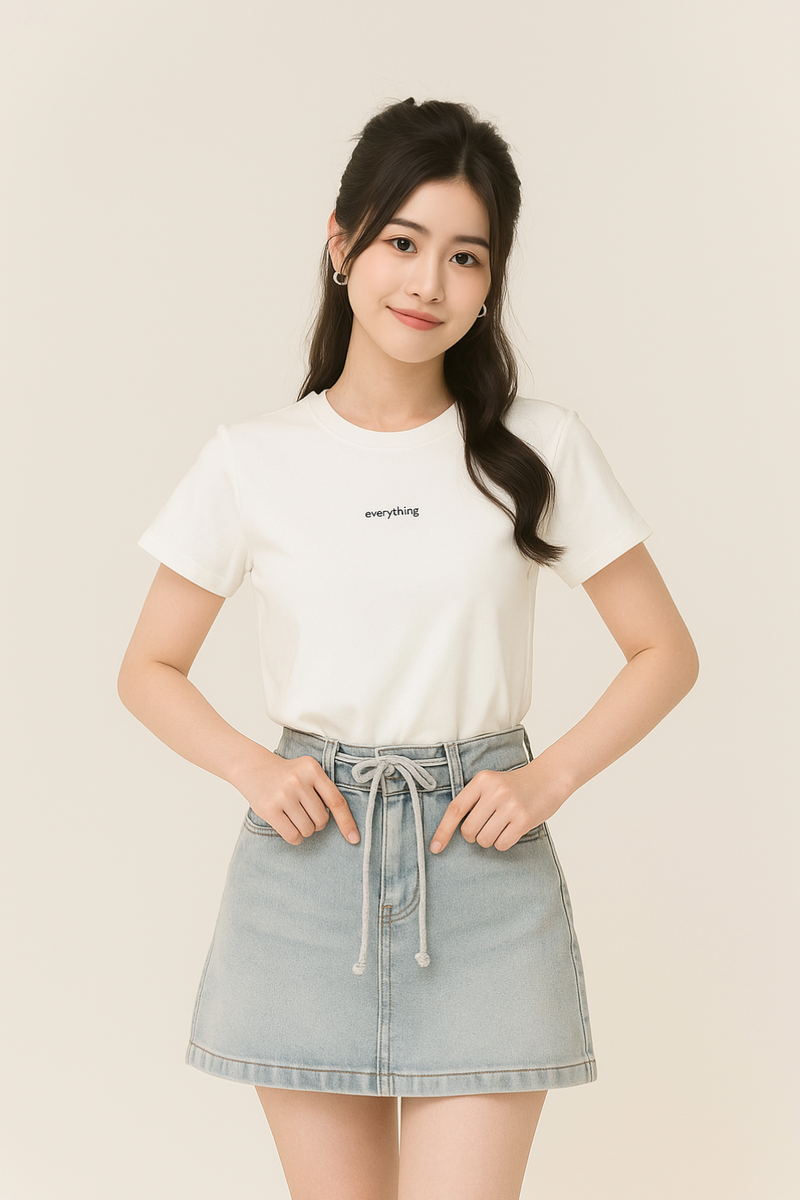 Everything Basic Round Neck Top Ivory