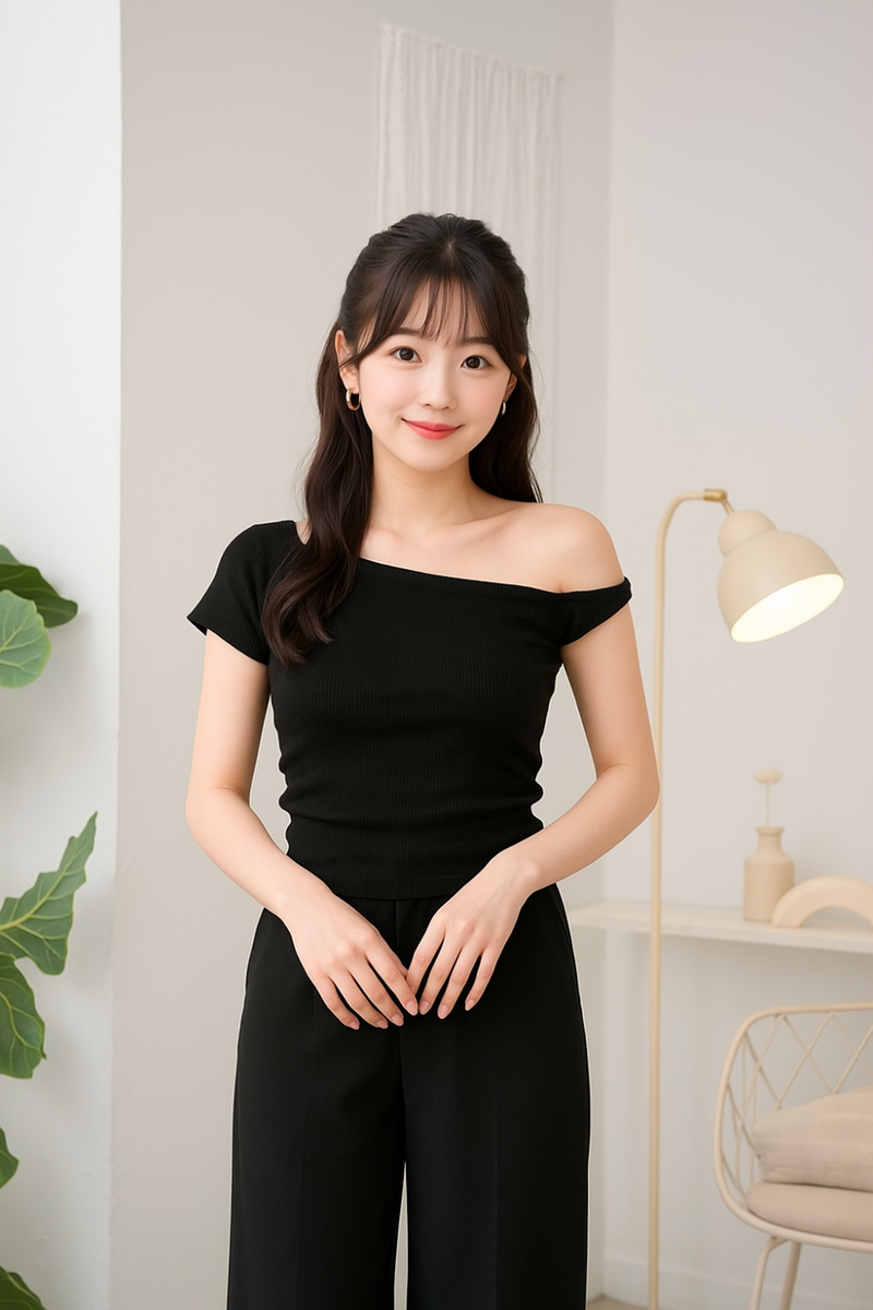 Sorelle Side Off Shoulder Top Black