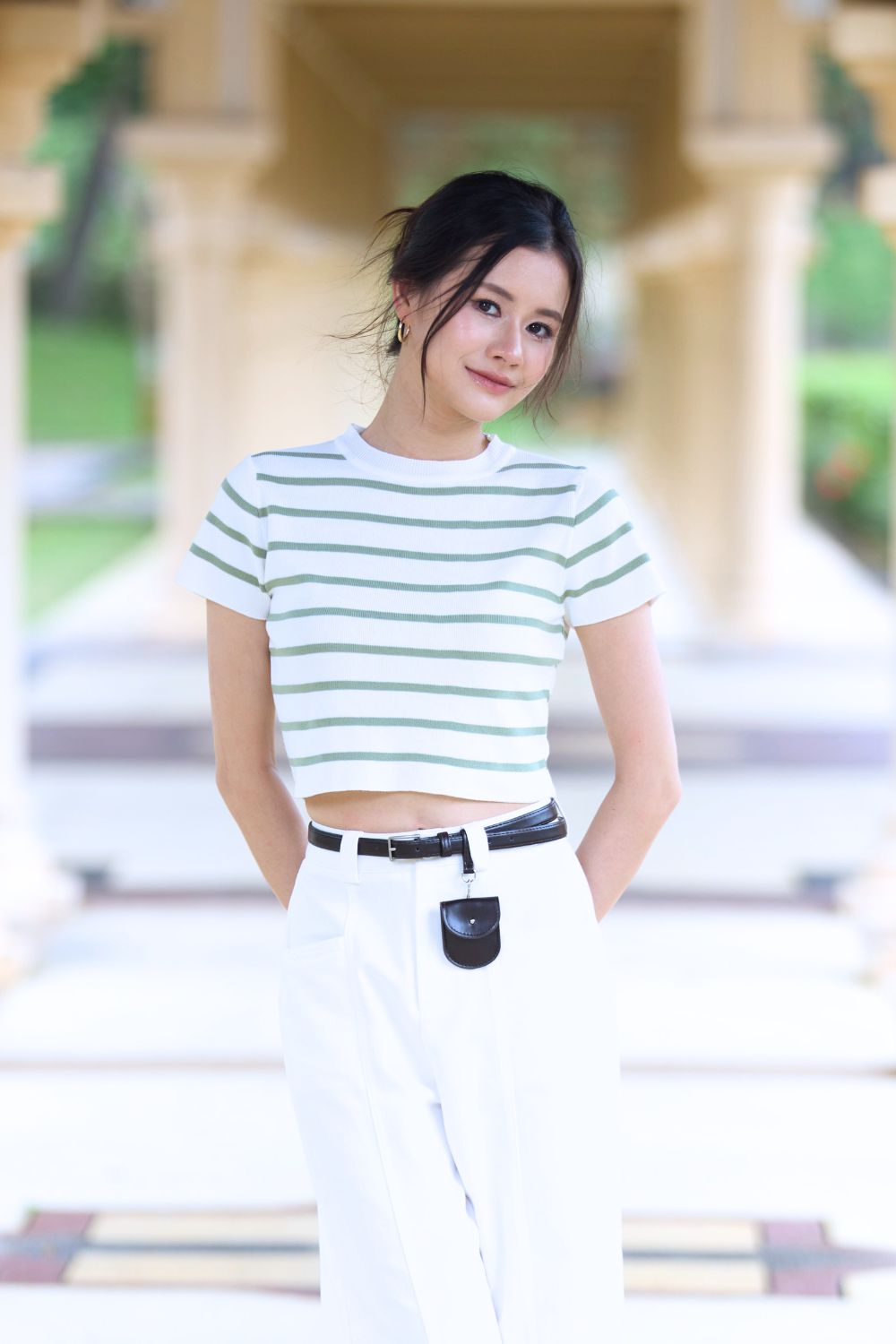 Maisey Stripe Knit Top Olive
