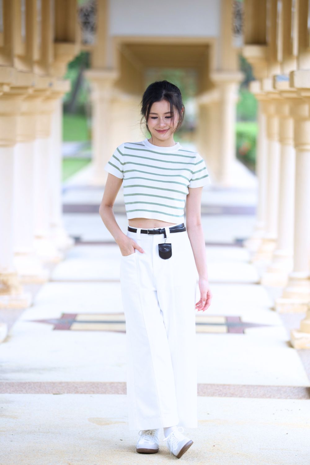 Maisey Stripe Knit Top Olive