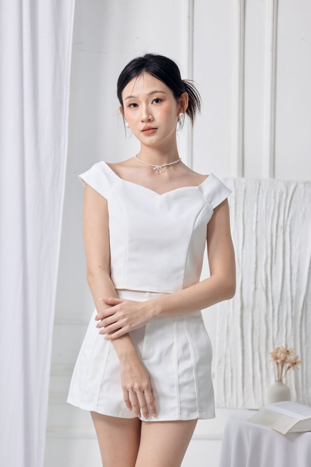 Fianna Heart Off Shoulder Top Ivory