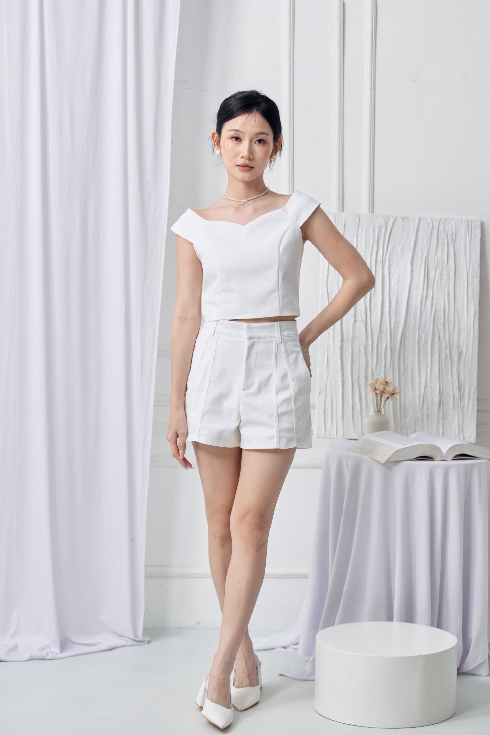 Fianna Heart Off Shoulder Top Ivory