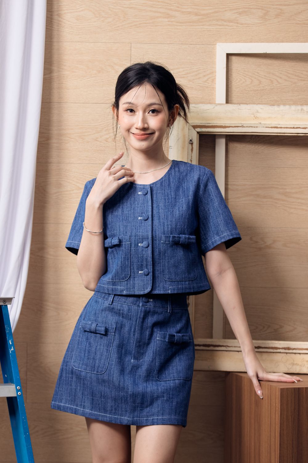Whitney Denim Set Top Dark Wash