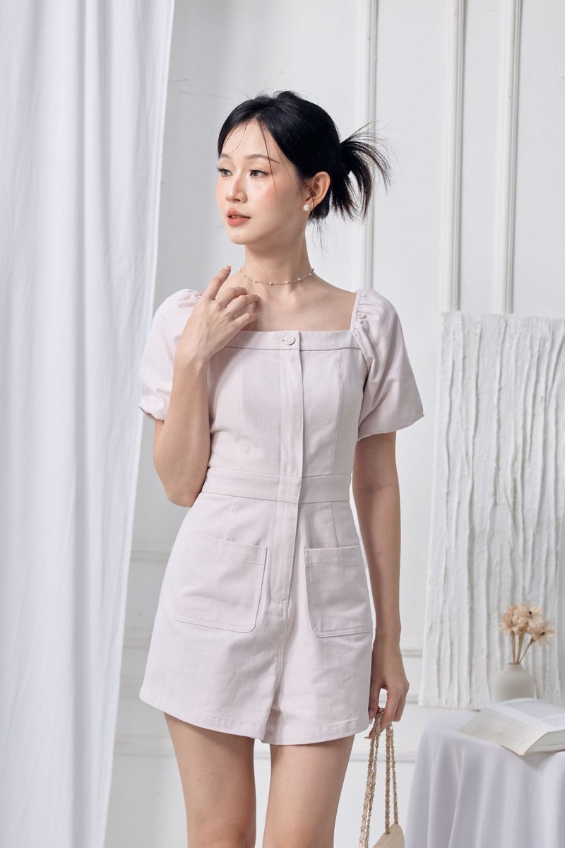 Lennie Square Neck Puff Romper Lilac Lennie Square Neck Puff Romper Lilac