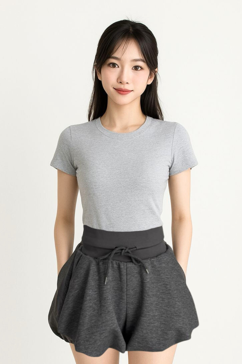 Kaerith Cap Sleeve Basic Top Grey