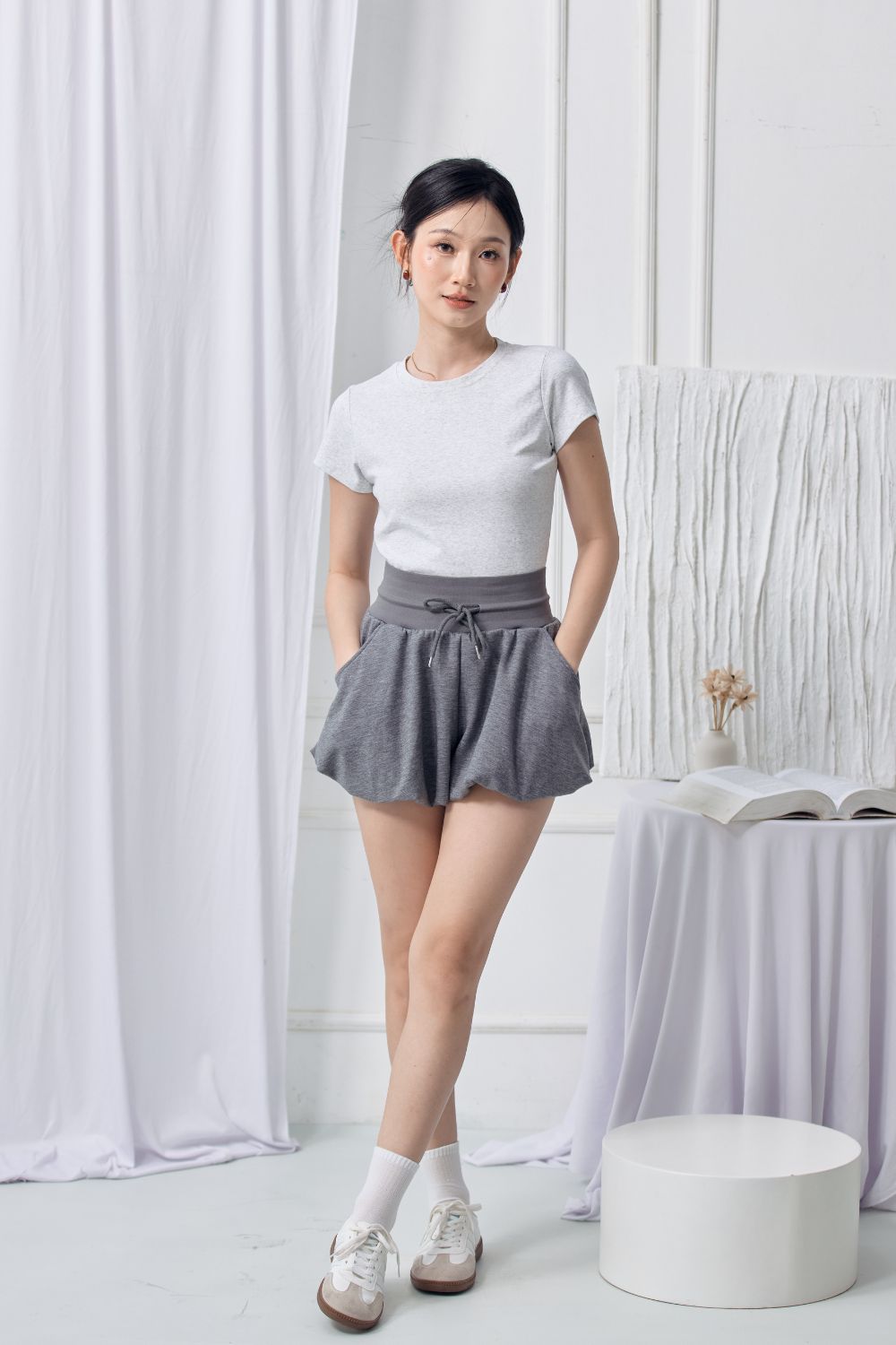 [RESTOCK] Aveline Jersey Bubble Shorts Grey