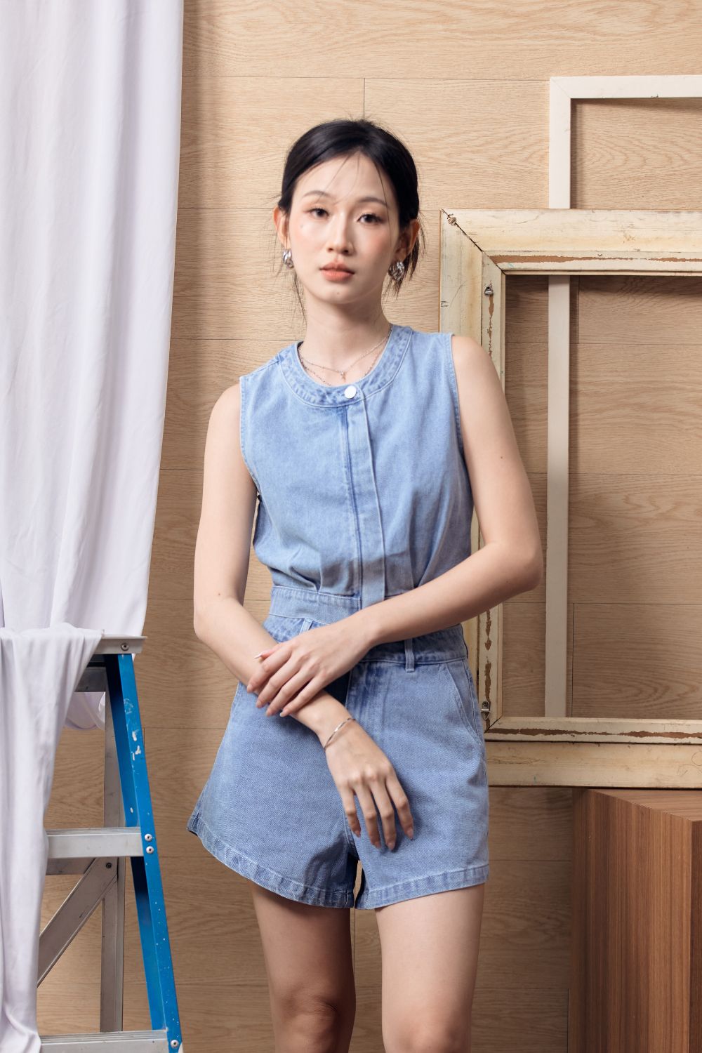 Breanna Denim Vest Top Light Washed