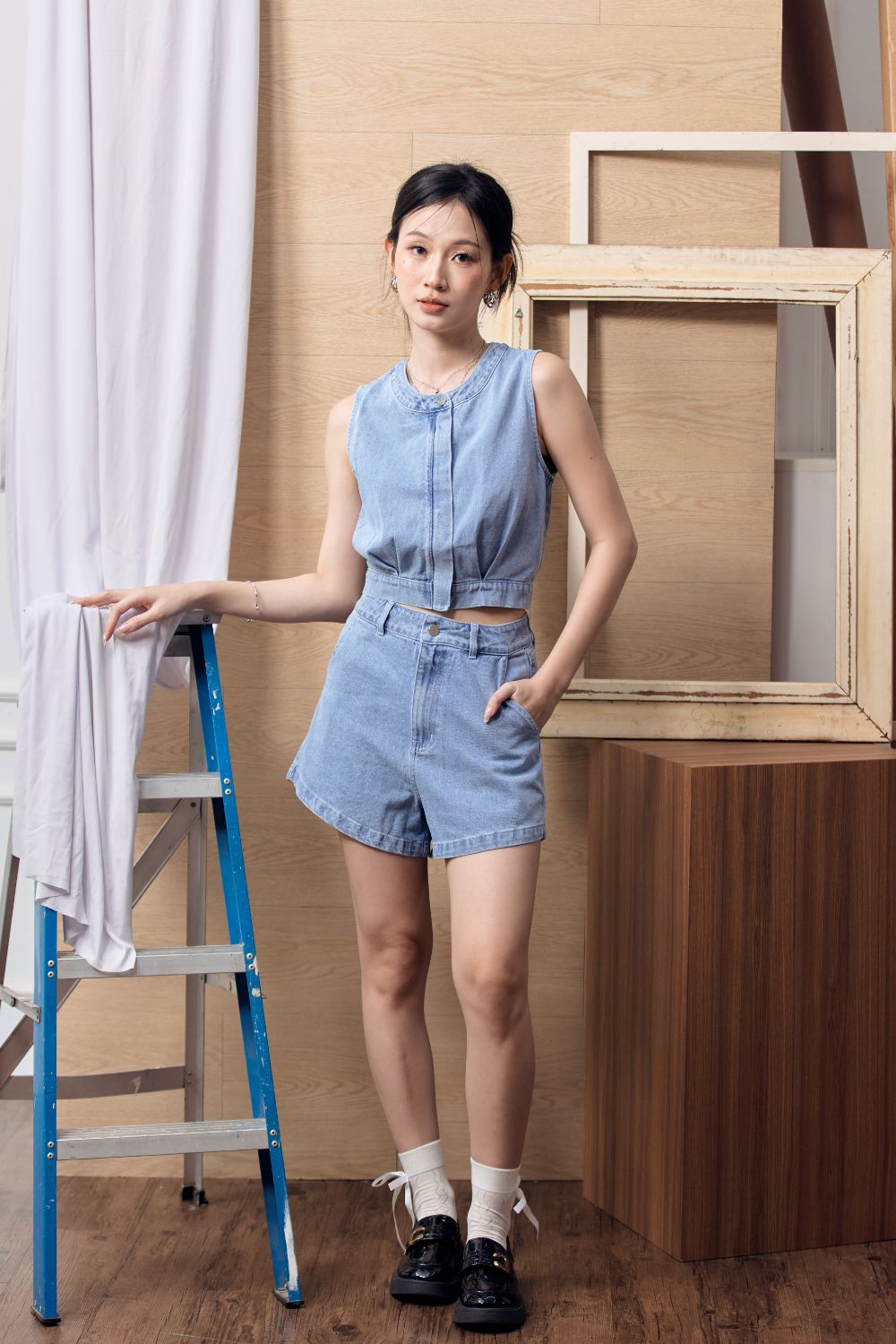 Breanna Denim Vest Top Light Washed