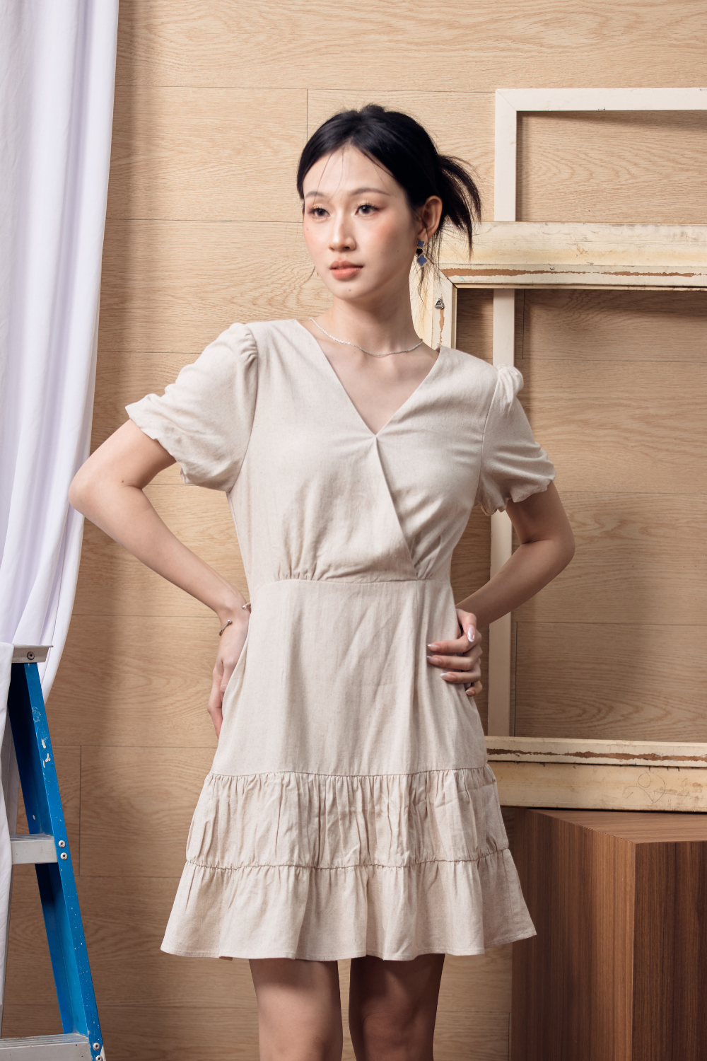 Wrenley 3 Tiers Mini Dress Cream