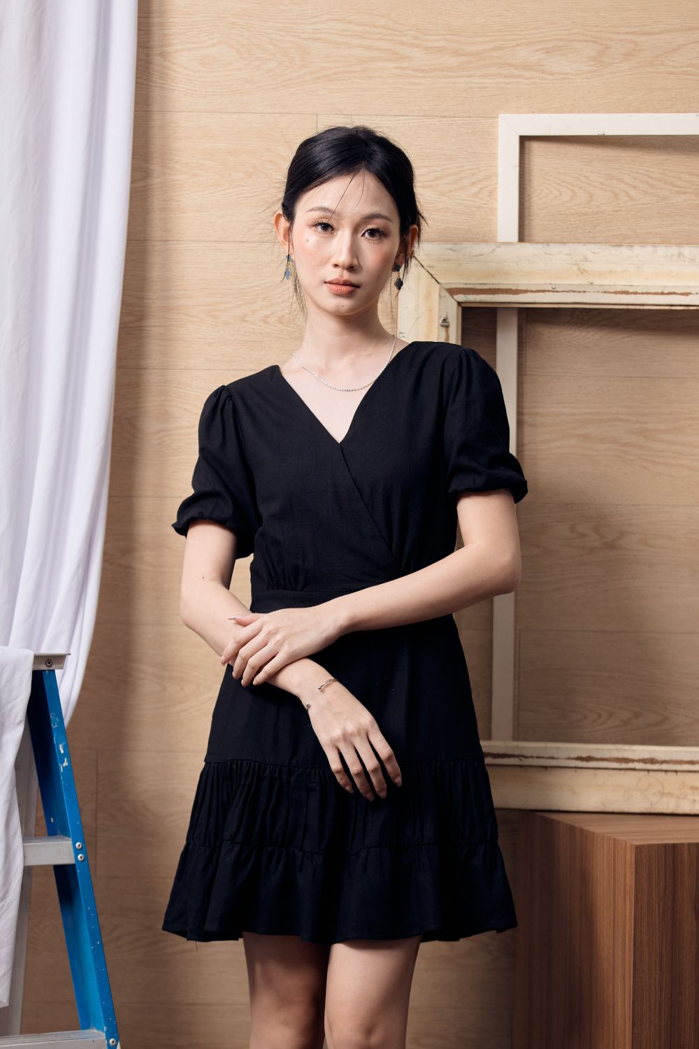 Wrenley 3 Tiers Mini Dress Black