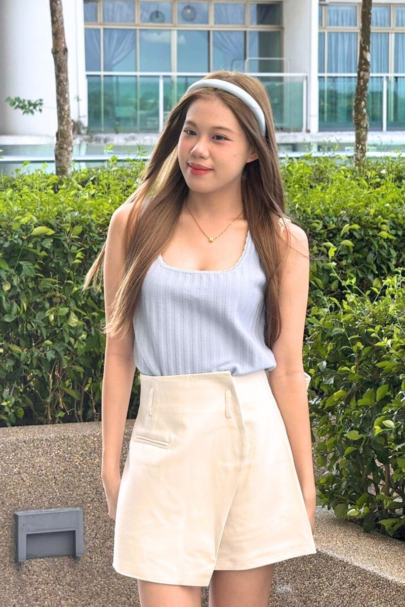 Bonnie Belted Overlap Skort Cream