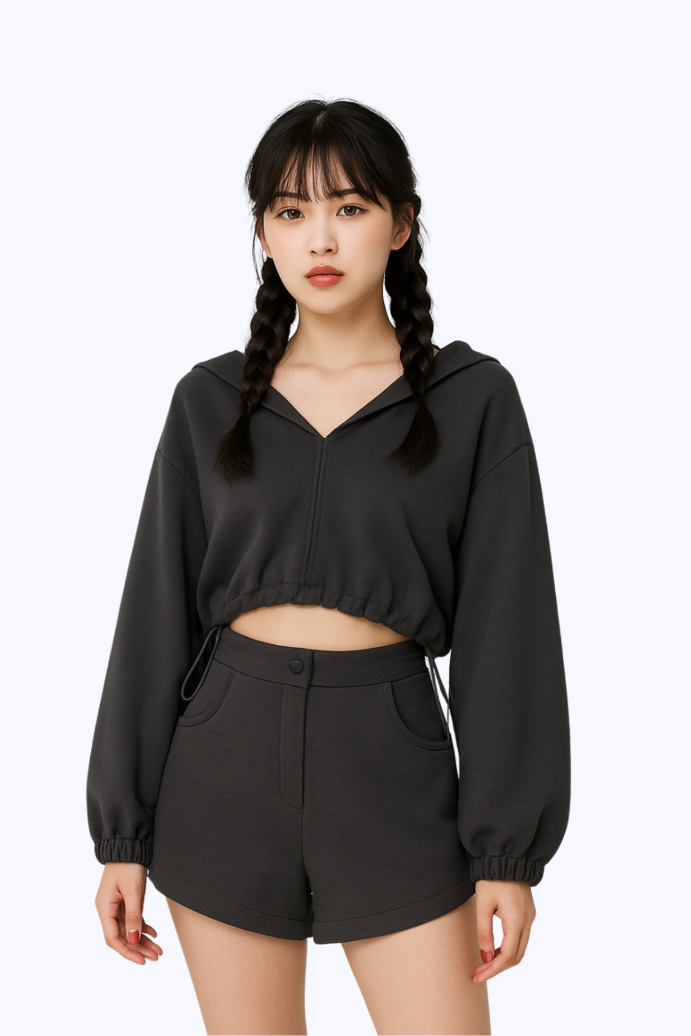 Kaitlyn Cropped Hoodie Dark Grey