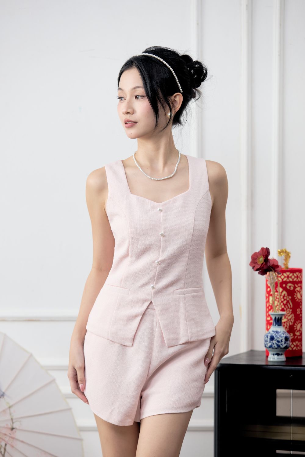 Romaine Tweet Vest Blush