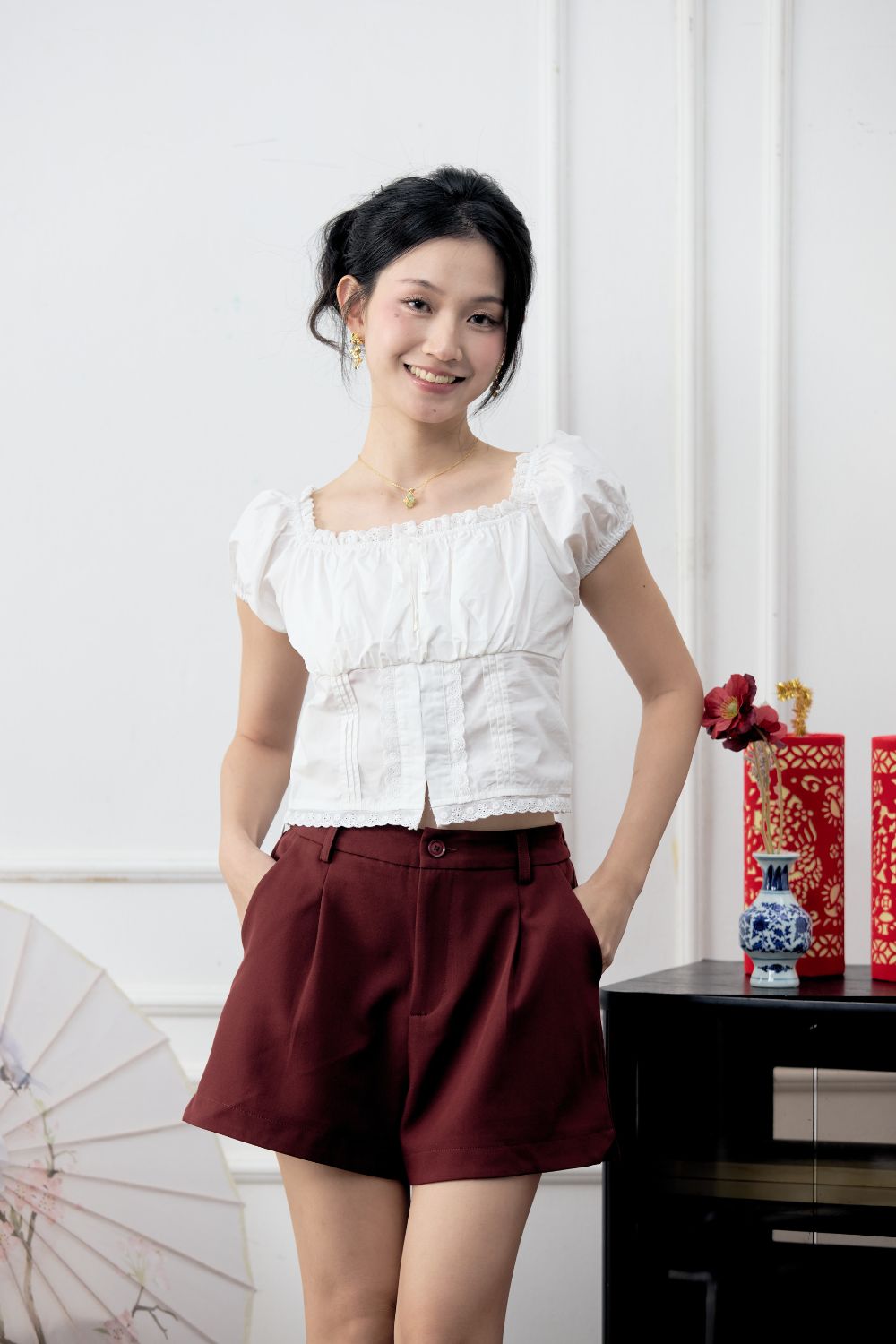 Vayne Poplin Crop Top Ivory