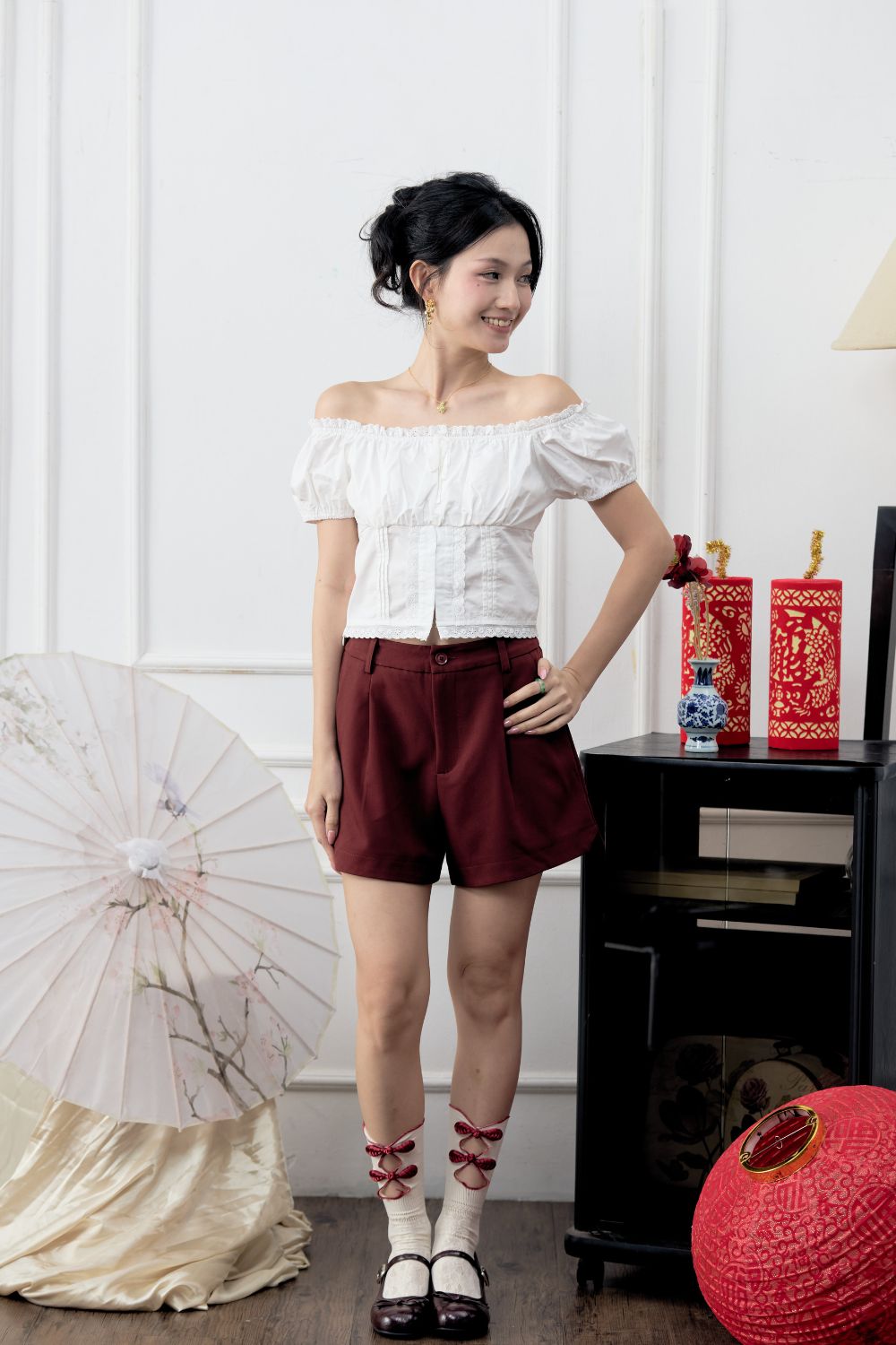 Vayne Poplin Crop Top Ivory