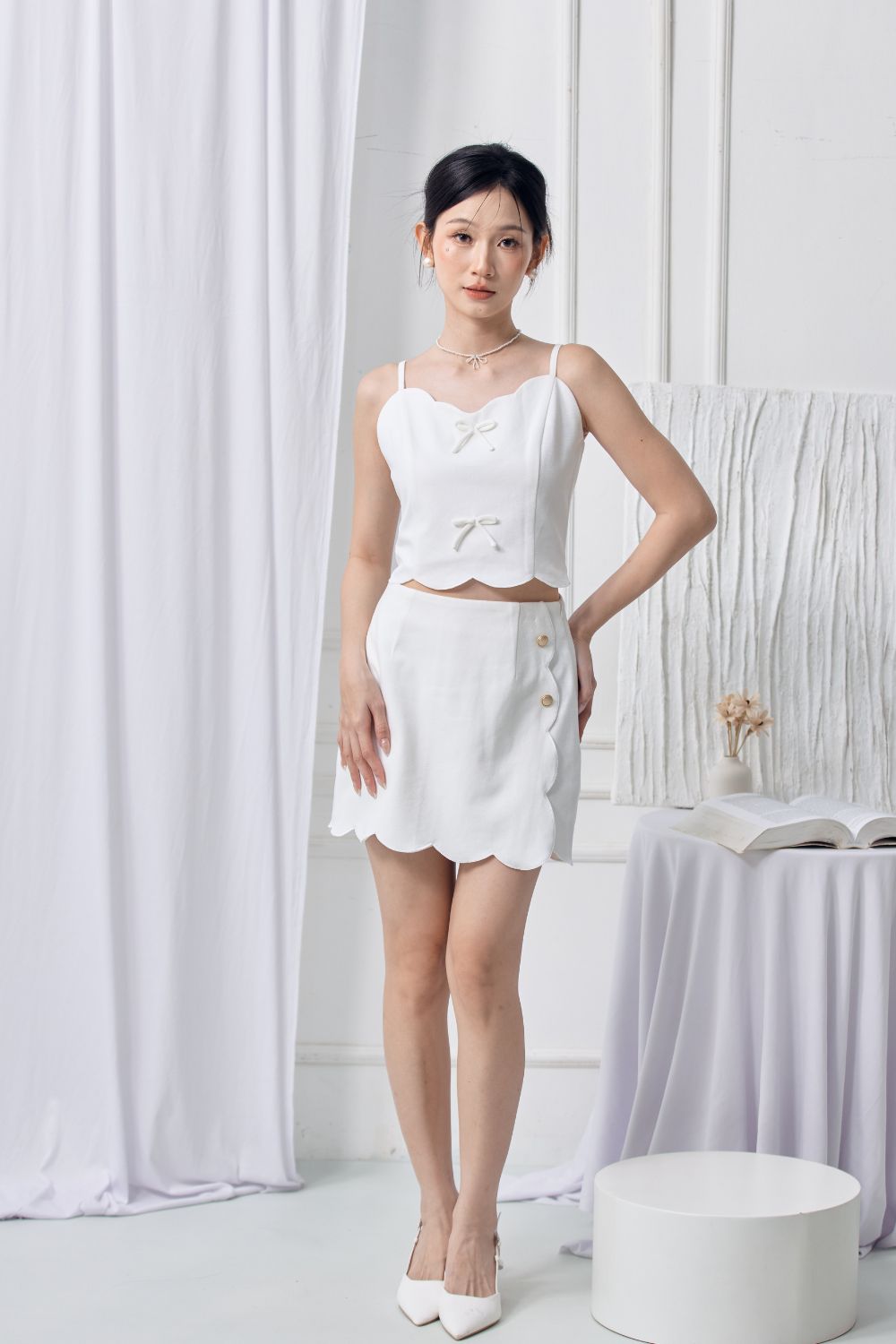 Lioré Scallop Skirt Ivory