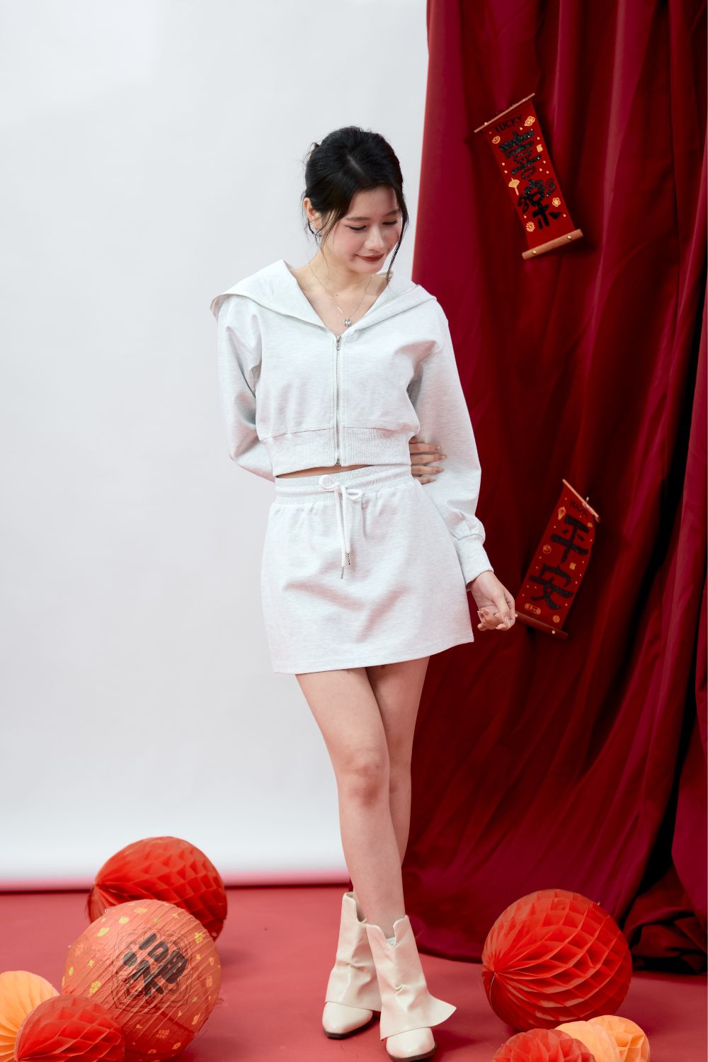 Yannie Mini Skort Grey